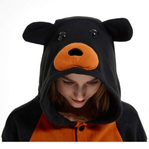 III HHONS Onesie Black Bear Adult Women/Men Animal Costume Halloween Cosplay Sleepwear Onesies Christmas for Teen