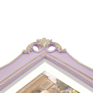 SIMON'S SHOP 11x14 Picture Frame Antique Frame 11x14 Vintage Photo Frames 14 x 11 in Lilac with Gold Trim, Wall Mounting Poster Frame Frames