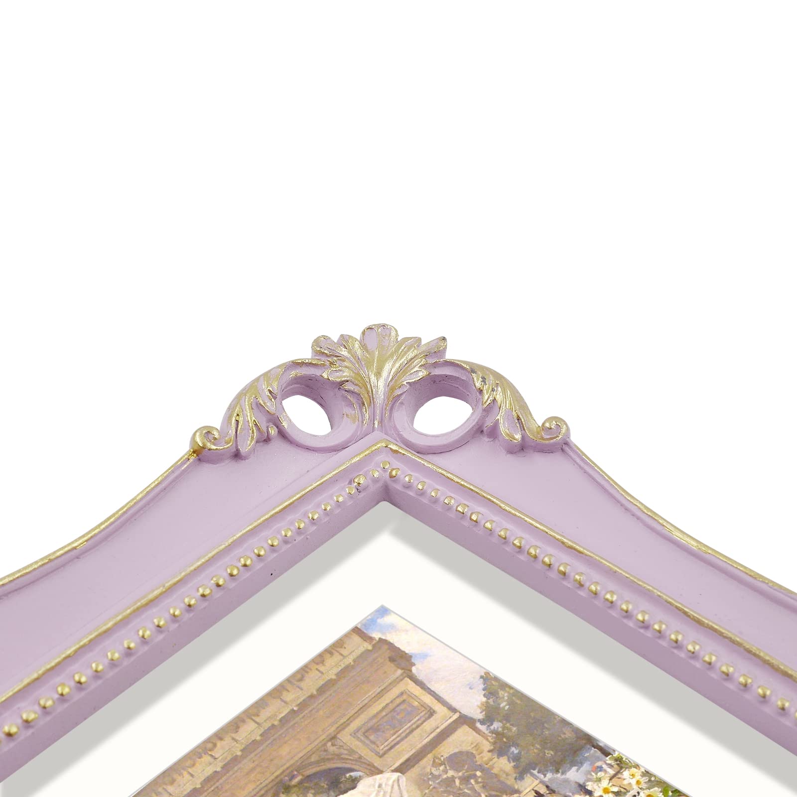 SIMON'S SHOP 11x14 Picture Frame Antique Frame 11x14 Vintage Photo Frames 14 x 11 in Lilac with Gold Trim, Wall Mounting Poster Frame Frames