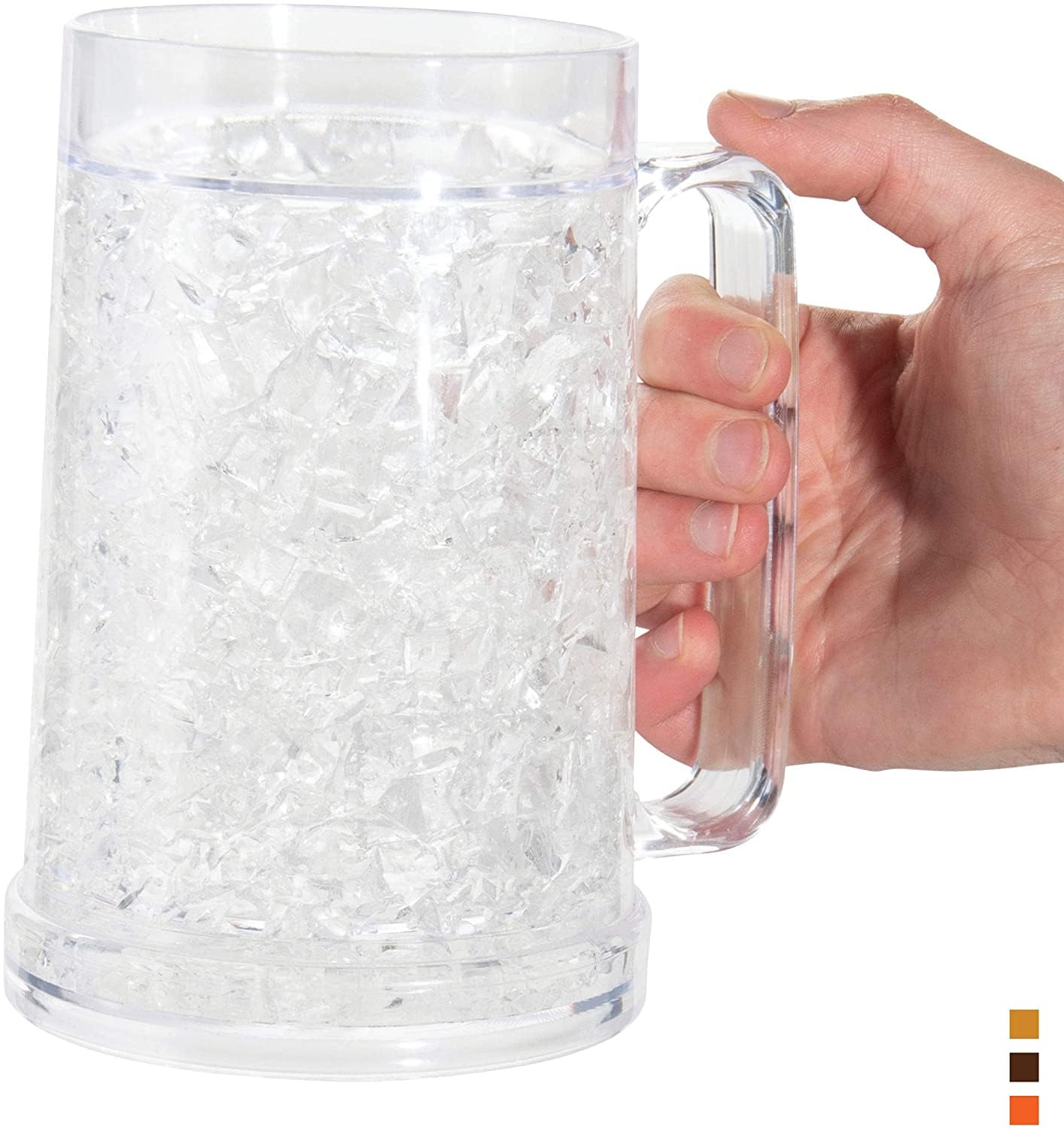 luxail Freezer Beer Mug, Double Wall, Insulated Gel Plastic Pint Freezable Glass, 16 oz, Clear 1 pack, Chiller Frosty Cup, Frozen Ice Mug, Freezer Cup.