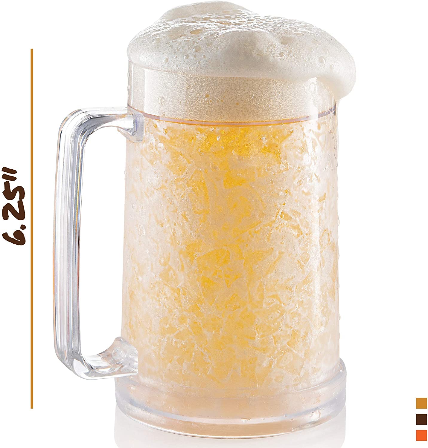 luxail Freezer Beer Mug, Double Wall, Insulated Gel Plastic Pint Freezable Glass, 16 oz, Clear 1 pack, Chiller Frosty Cup, Frozen Ice Mug, Freezer Cup.