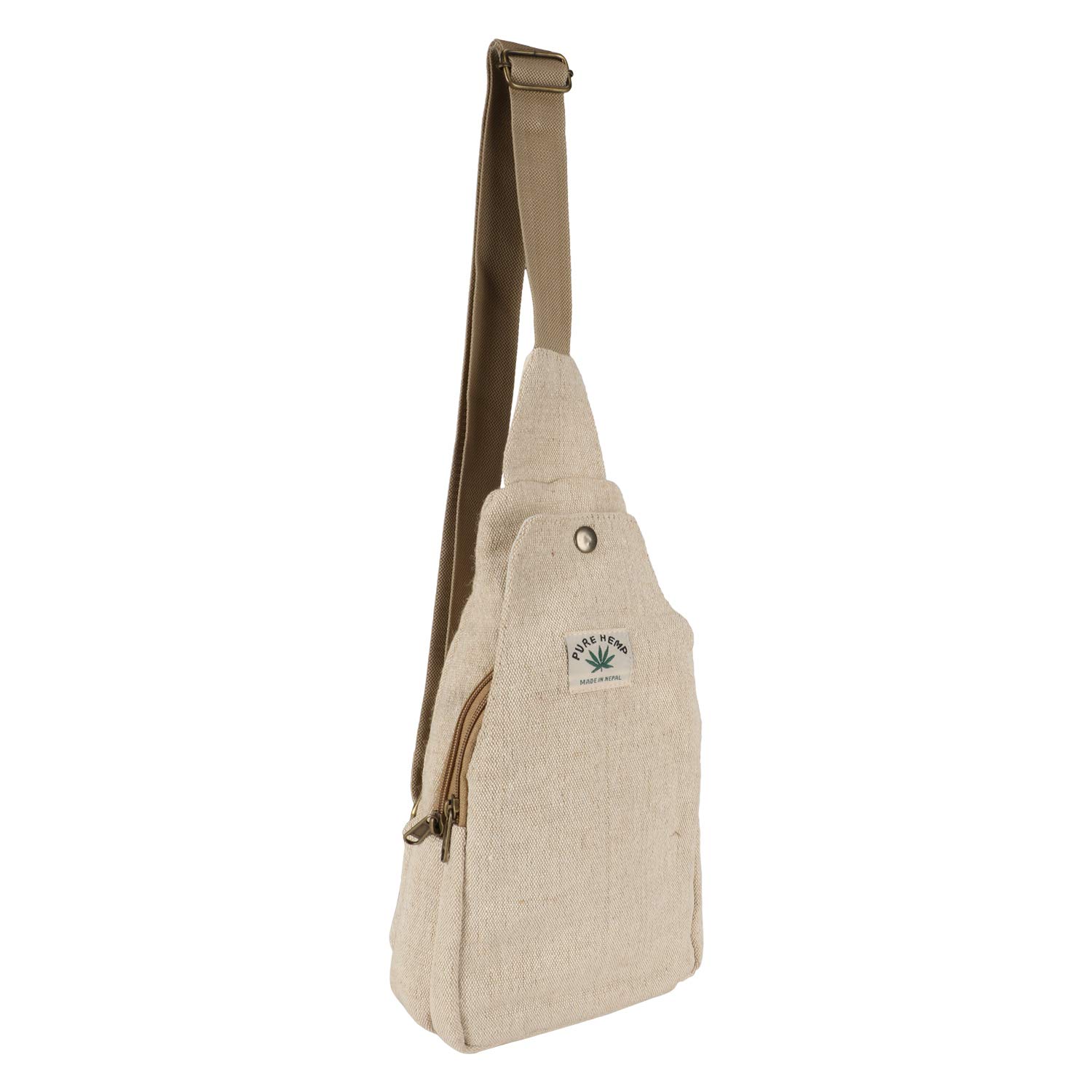 Suman Enterprises Hemp Sling Backpack- Hemp Cross body Bag- Hemp Shoulder Backpack Adjustable Strap for Men & Women (Off White)