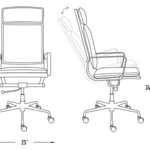 Laura Davidson Furniture Lexi II Padded Office Chair - Tall Back Desk Chair with Arm Rest, Swivel & Cushion Availability, Made of Faux Leather, White