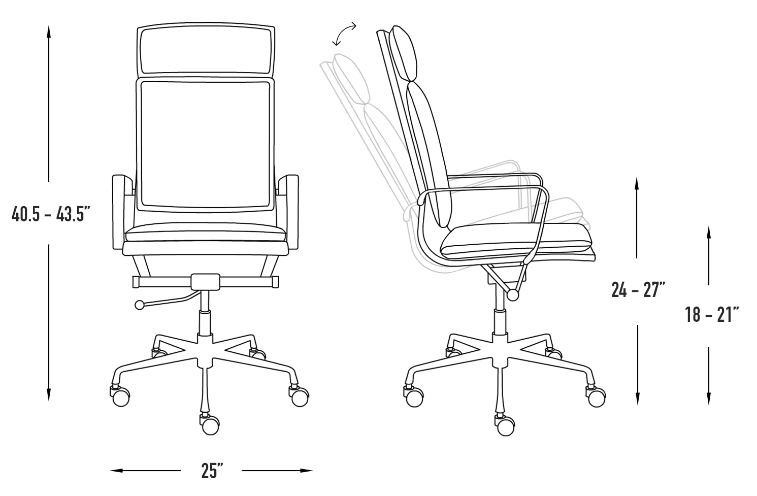 Laura Davidson Furniture Lexi II Padded Office Chair - Tall Back Desk Chair with Arm Rest, Swivel & Cushion Availability, Made of Faux Leather, White