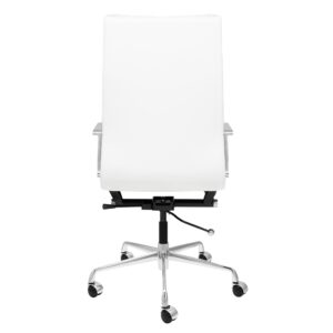 Laura Davidson Furniture Lexi II Padded Office Chair - Tall Back Desk Chair with Arm Rest, Swivel & Cushion Availability, Made of Faux Leather, White