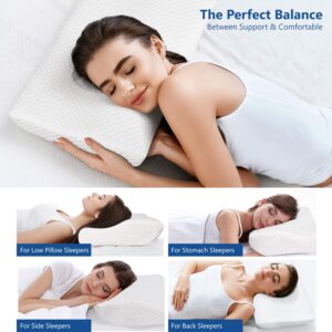 ZAMAT Contour Memory Foam Pillow for Neck Pain Relief, Adjustable Orthopedic Ergonomic Cervical Pillow for Sleeping with Washable Cover, Bed Pillows for Side, Back, Stomach Sleepers