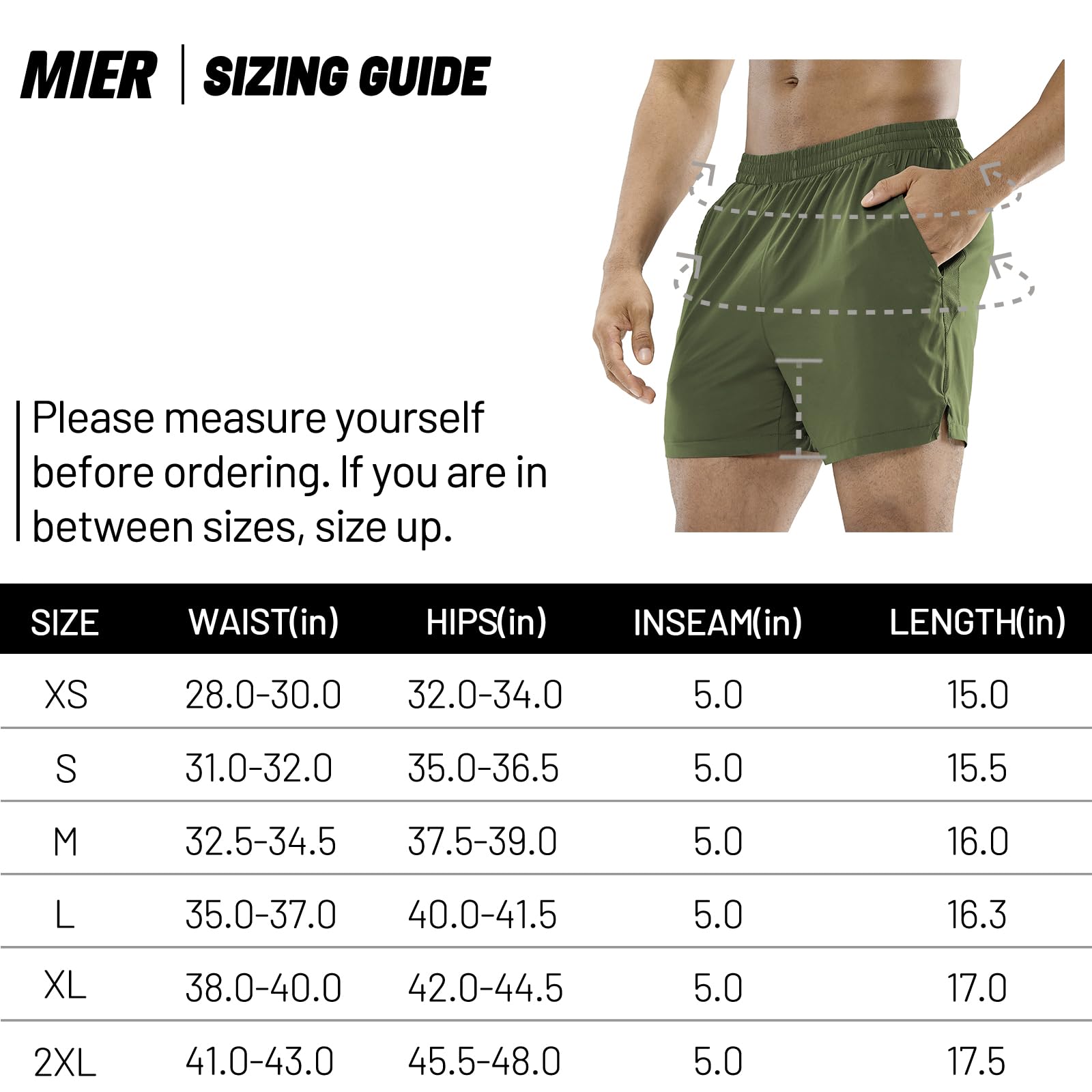 MIER Men's Workout Running Shorts Quick Dry Active 5 Inches Shorts with Pockets, Lightweight and Breathable, Army Green, M