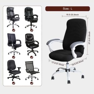 FORCHEER Office Chair Cover Water Resistant Black Stretch Jacquard Computer Chair Slipcover for Armrest Chairs(Large,Black)