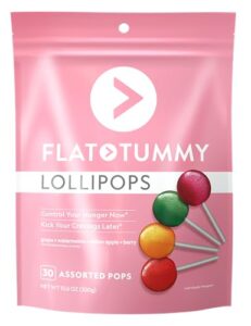 flat tummy lollipops, pack of 30 – crush cravings and avoid unwanted calories - apple, grape, watermelon & berry – delicious low calorie diet candy – clinically proven ingredient