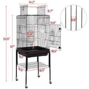 Topeakmart Play Open Top Standing Bird Cage with Removable Stand Wheels Black