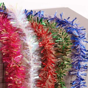 Super Holiday 4" Tinsel Twist Garland, 30Ft Artifical Garland for Christmas Tree, Decorations for 4th of July, Perfect Decoration for Holiday Wendding Birthday Party.(Pink/Gold)