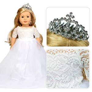 HWD Girls Doll Clothes and Accessories , Princess Costume , Wedding Dress , Party Gown Dress for 18 inch Dolls (White)