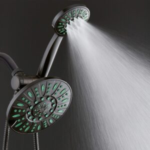 AquaDance Antimicrobial/Anti-Clog High-Pressure 30-setting Rainfall Shower Combo, Microban Nozzle Protection from Growth of Mold, Mildew & Bacteria, Oil-Rubbed Bronze Finish/Coral Green Jets