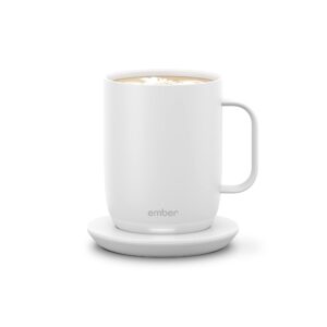 ember temperature control smart mug 2, 14 oz, app-controlled heated coffee mug with 80 min battery life and improved design, white