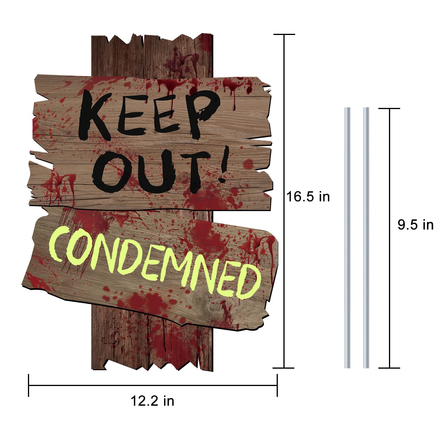 GABOSS Halloween Decorations Beware Signs Yard Stakes Outdoor Creepy Assorted Warning Sign,Scary Zombie Theme Party Decor Supplies,3 Pieces,16.5" x 12.2"