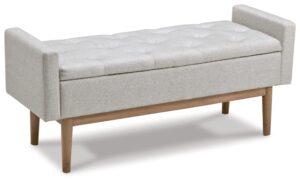 signature design by ashley briarson tufted upholstered accent bench with storage, beige & brown