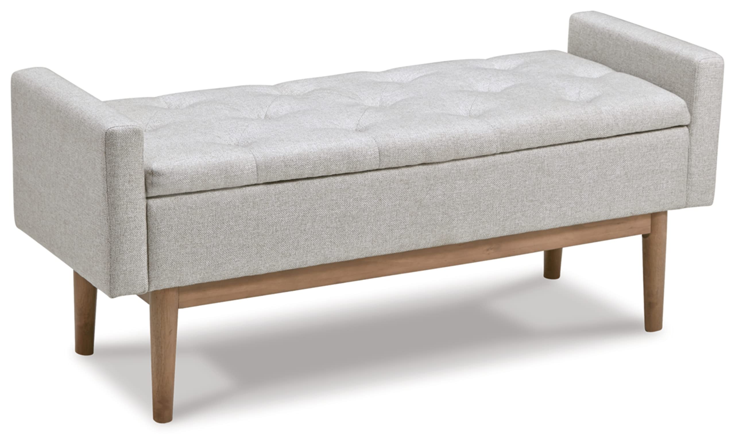 Signature Design by Ashley Briarson Tufted Upholstered Accent Bench with Storage, Beige & Brown