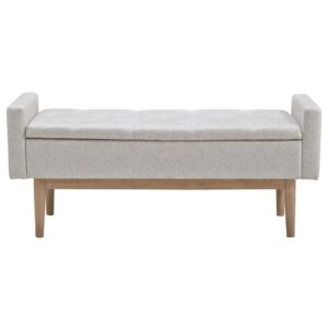 Signature Design by Ashley Briarson Tufted Upholstered Accent Bench with Storage, Beige & Brown