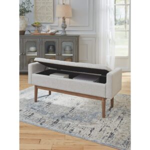 Signature Design by Ashley Briarson Tufted Upholstered Accent Bench with Storage, Beige & Brown