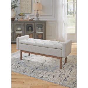 Signature Design by Ashley Briarson Tufted Upholstered Accent Bench with Storage, Beige & Brown