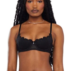 Savage X Fenty, Women's, Missy Floral Glow Lace Balconette Bra, Caviar, 34DDD