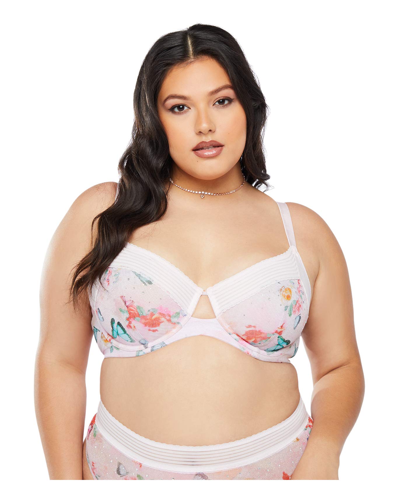 Savage X Fenty, Women's, Curvy Garden Of Eden Unlined Bra, Floral Butterfly Print, 42D