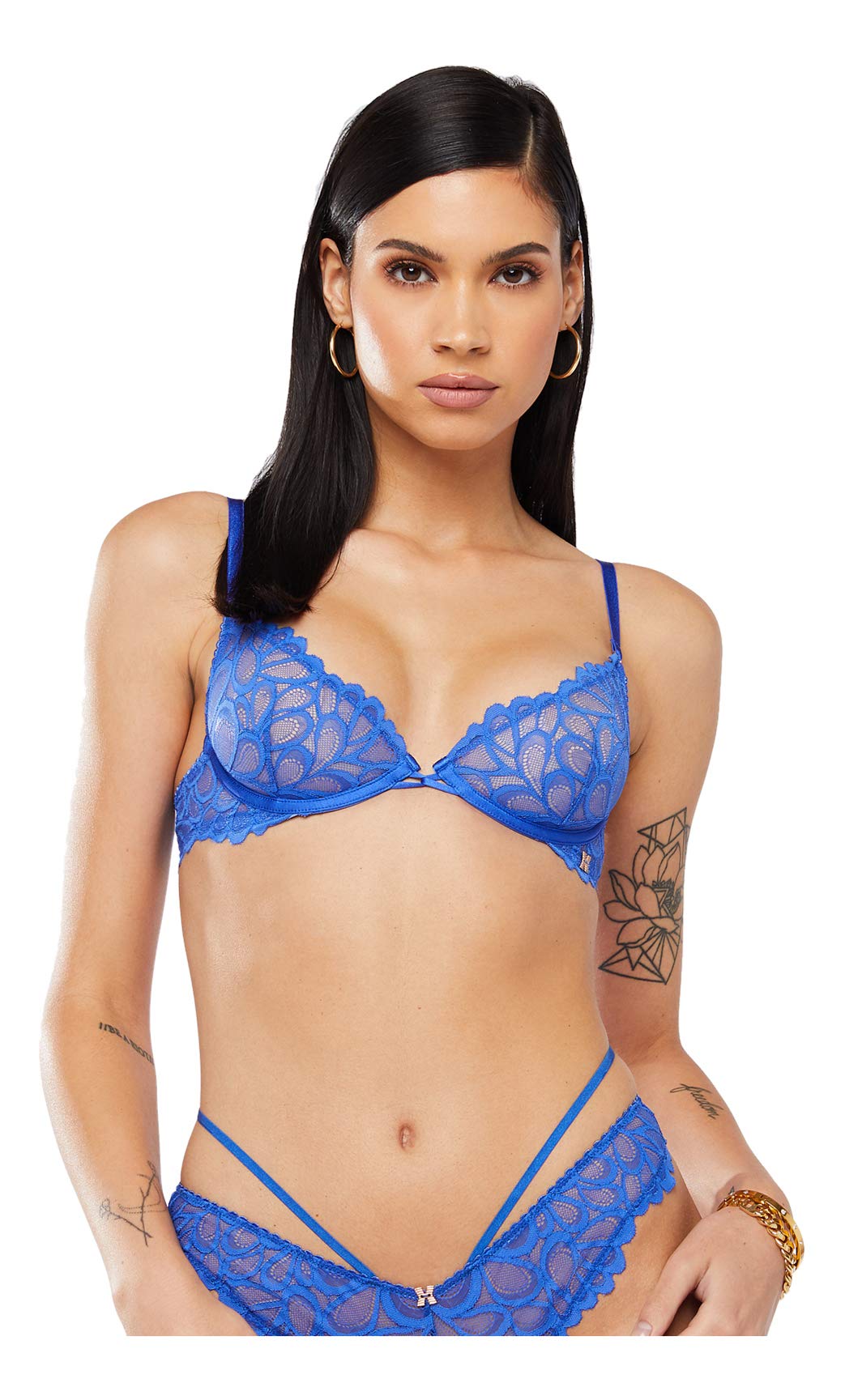 Savage X Fenty, Women's, Missy Savage Not Sorry Ultra Demi Unlined Lace Bra, Blue Cyber Café, 32DD