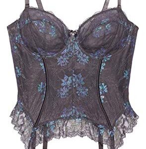 Savage X Fenty, Women's, Curvy Living In The Clouds Iridescent Lace Corset, Blackened Pearl, 1X