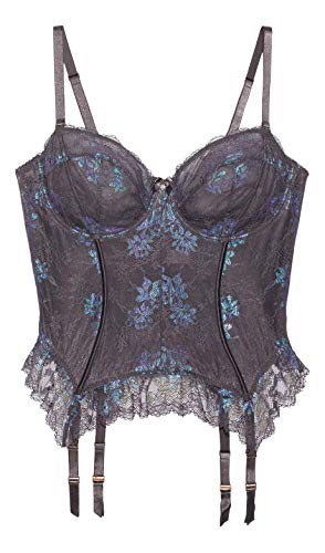 Savage X Fenty, Women's, Curvy Living In The Clouds Iridescent Lace Corset, Blackened Pearl, 1X