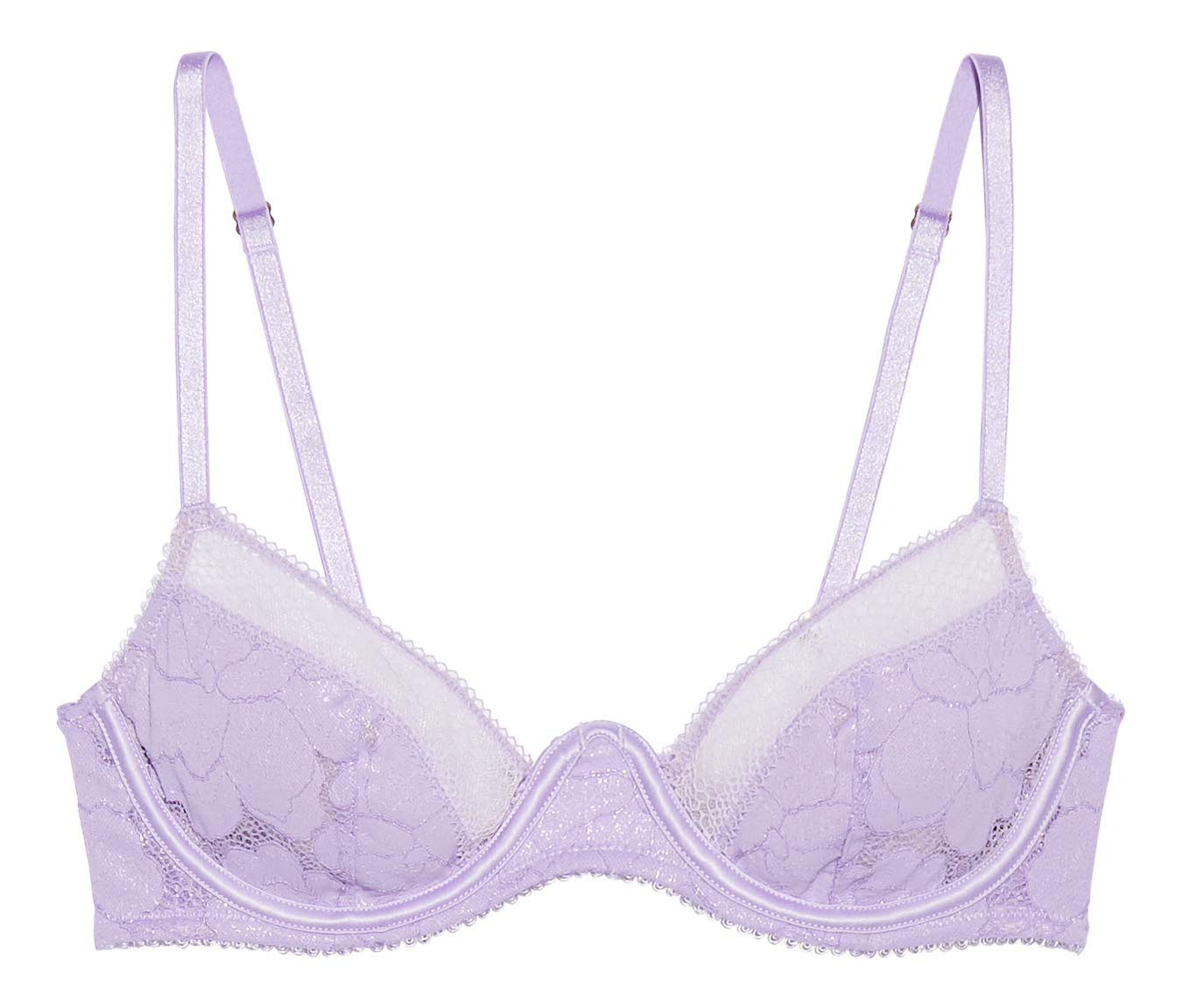 Savage X Fenty, Women's, Missy Floral Glow Unlined Lace Bra, Purple Stone Lavender, 36C