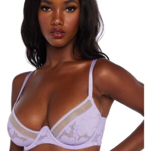 Savage X Fenty, Women's, Missy Floral Glow Unlined Lace Bra, Purple Stone Lavender, 36C