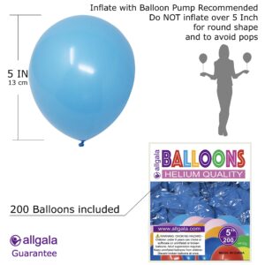 Allgala 200 Count 5 Inch Helium Grade Premium Latex Balloons-Light Blue-BL52210