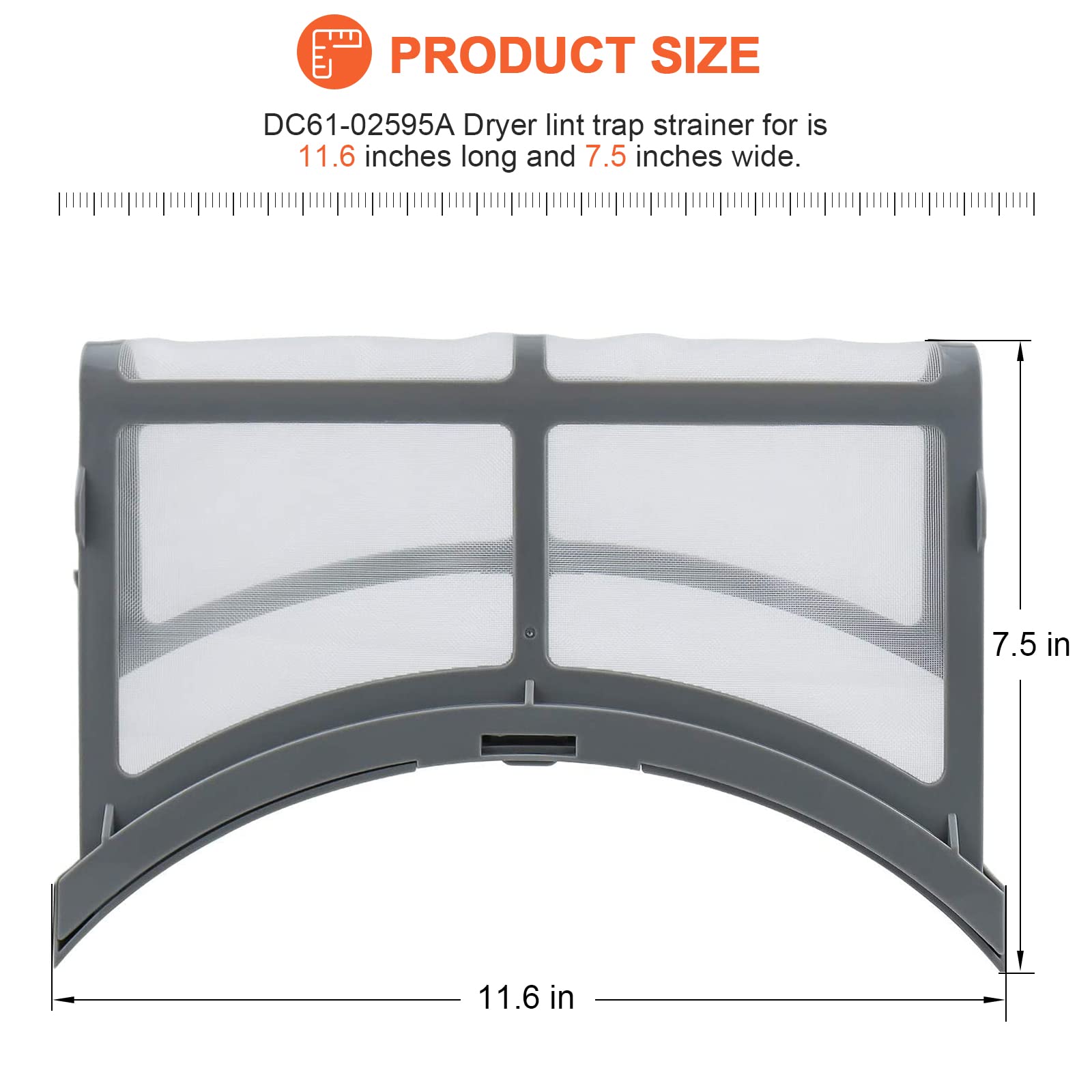 2024 Upgraded DC61-02595A Dryer Lint Filter Case Screen by Beaquicy - Replacement for samsung Dryer - Replaces 2069505, AP4578777, PS4206799, Polyester Vinyl Standard Size Dryer Lint Screen