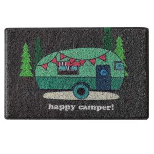 aucuda happy camper rv door mat for indoor outside entrance, camper entrway rugs welcome mat for front door, rv, 24"x16" non-slip front door mats for summer, waterproof camping door mat trap dirt,grey