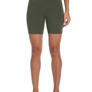 YUNOGA Women's High Waisted Yoga Short 6" Inseam Workout Athletic Biker Shorts (L, Army Green)