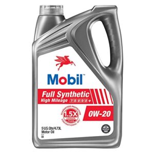 mobil full synthetic high mileage motor oil 0w-20, 5 quart