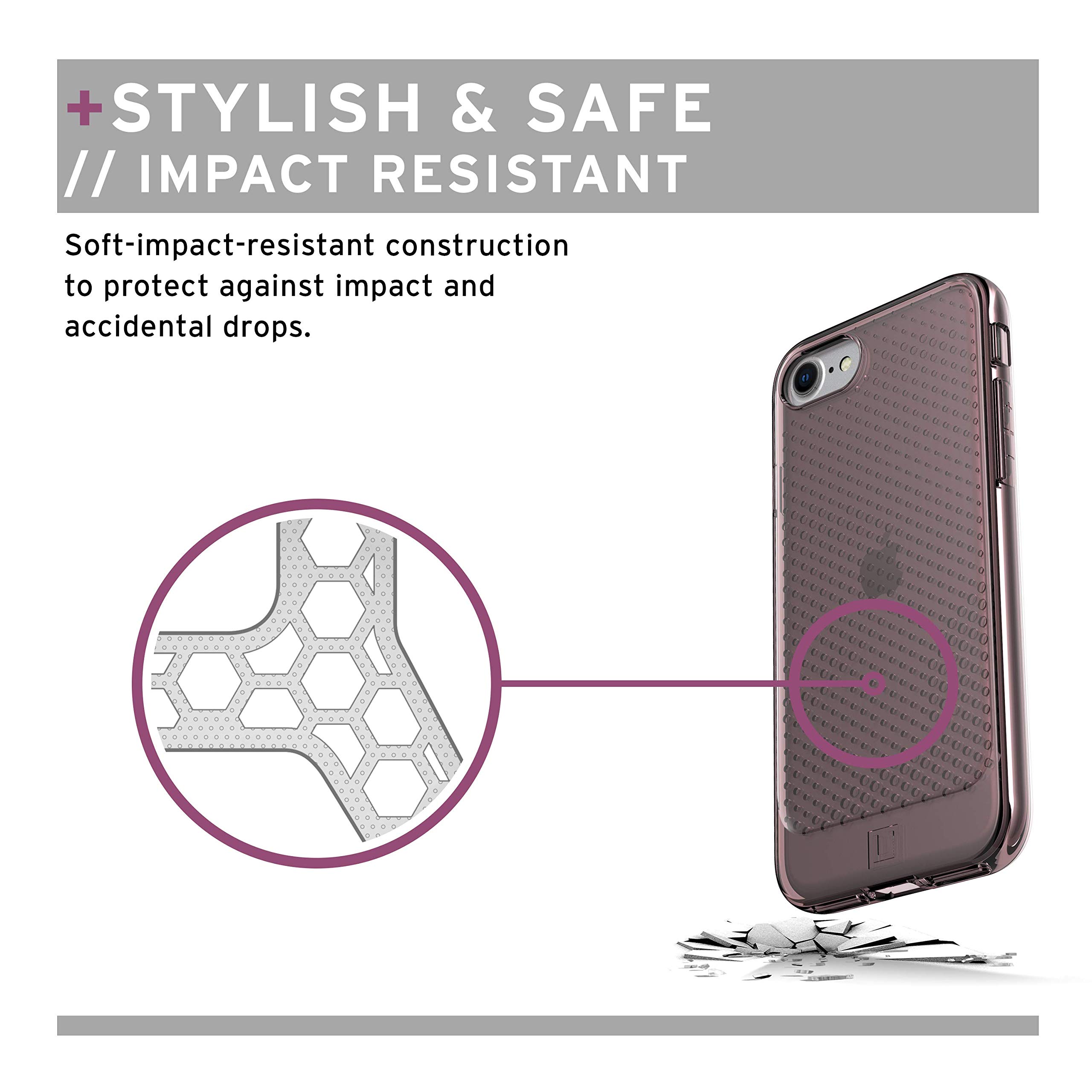 URBAN ARMOR GEAR [U] by UAG Designed for iPhone SE 2020 / iPhone 8 / iPhone 7 [4.7-inch screen] Case Lucent Slim Lightweight Stylish Transparent Impact Resistant Protective Phone Cover, Dusty Rose