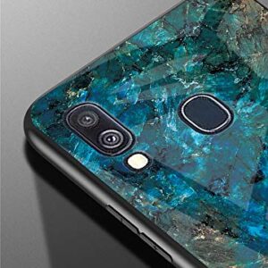 JZ Marble Glass Phone Case for Samsung Galaxy A40 with [Soft Edge + Tempered Glass Back Cover] - Pigeon Marble