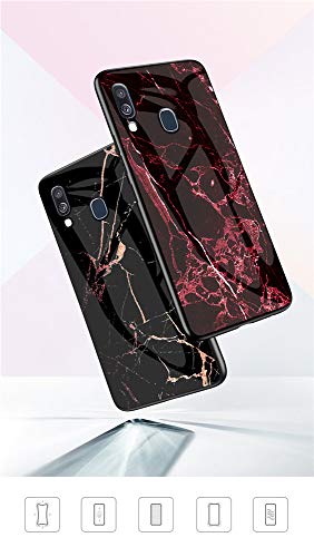 JZ Marble Glass Phone Case for Samsung Galaxy A40 with [Soft Edge + Tempered Glass Back Cover] - Pigeon Marble