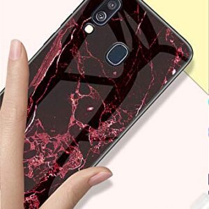 JZ Marble Glass Phone Case for Samsung Galaxy A40 with [Soft Edge + Tempered Glass Back Cover] - Pigeon Marble