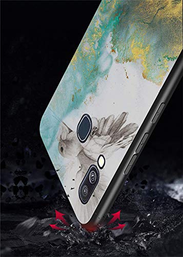 JZ Marble Glass Phone Case for Samsung Galaxy A40 with [Soft Edge + Tempered Glass Back Cover] - Pigeon Marble