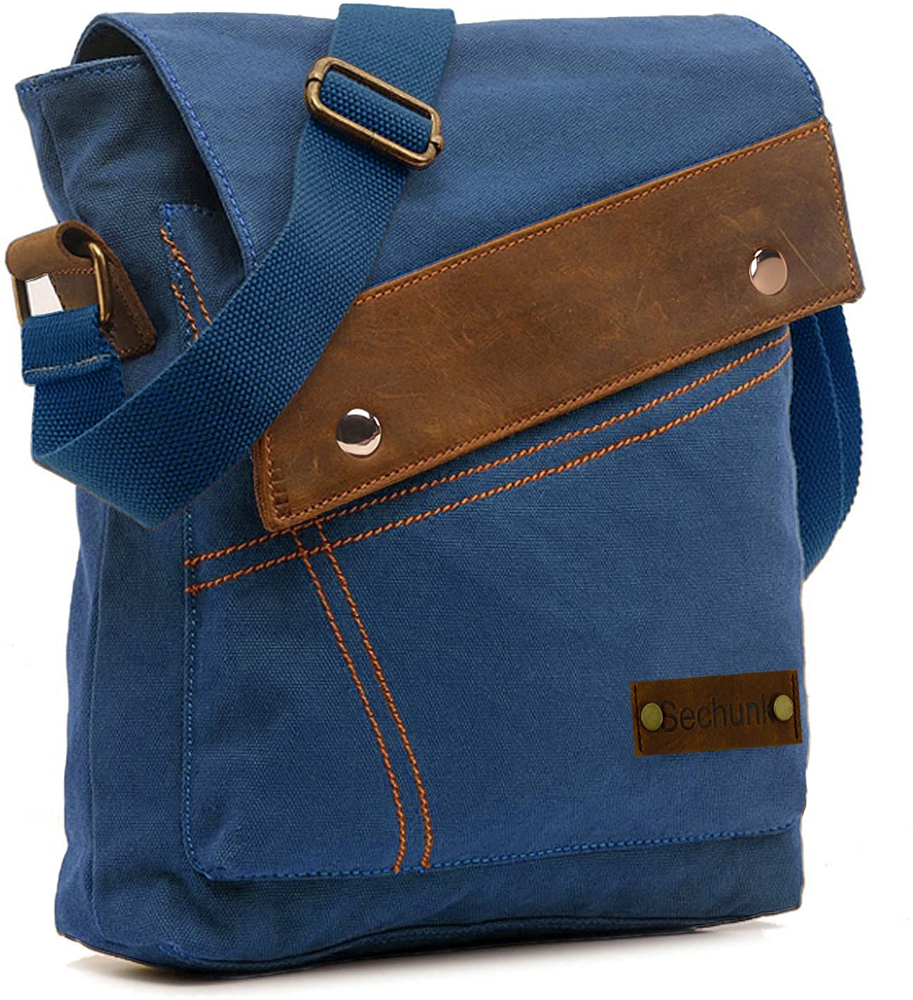 Sechunk Canvas Shoulder Bags Crossbody Bags Messenger Bags Purse for Men Women (Blue，small)