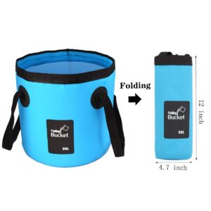 2 Pack Collapsible Buckets,Camping Water Storage Container 5 Gallon(20L) Portable Folding Bucket Wash Basin for Traveling Hiking Fishing Boating Gardening(Blue)