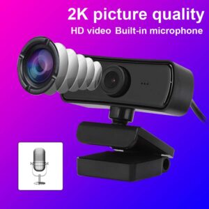 Camera,Webcam USB Camera Builtin Microphone Computer Accessory Auto Focusing 4K 2560 x 1440 Resolution HD Lens for Live Broadcast Video Conference(Black)