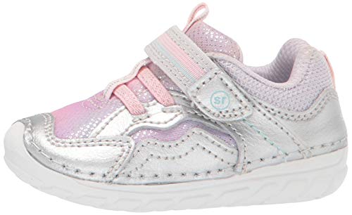 Stride Rite baby girls Soft Motion Kylo Sneaker, Silver/Multi, 4 Infant US