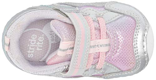 Stride Rite baby girls Soft Motion Kylo Sneaker, Silver/Multi, 4 Infant US