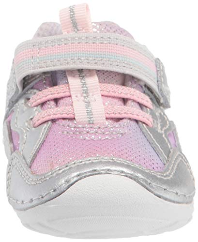 Stride Rite baby girls Soft Motion Kylo Sneaker, Silver/Multi, 4 Infant US