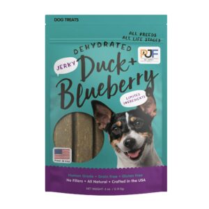 pet jerky factory premium duck and blueberry 5 oz. dog jerky treats | 100% human grade | usa made | high protein | grain free | limited ingredients | no filler | bha-bht free | soft-tender