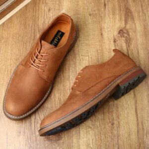 Mens Dress Shoes, Lace Up Plain Toe Leather Oxford Brown 11