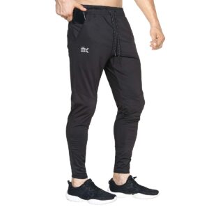 brokig mens lightweight gym jogger pants,men's workout sweatpants with zip pocket(black,large)